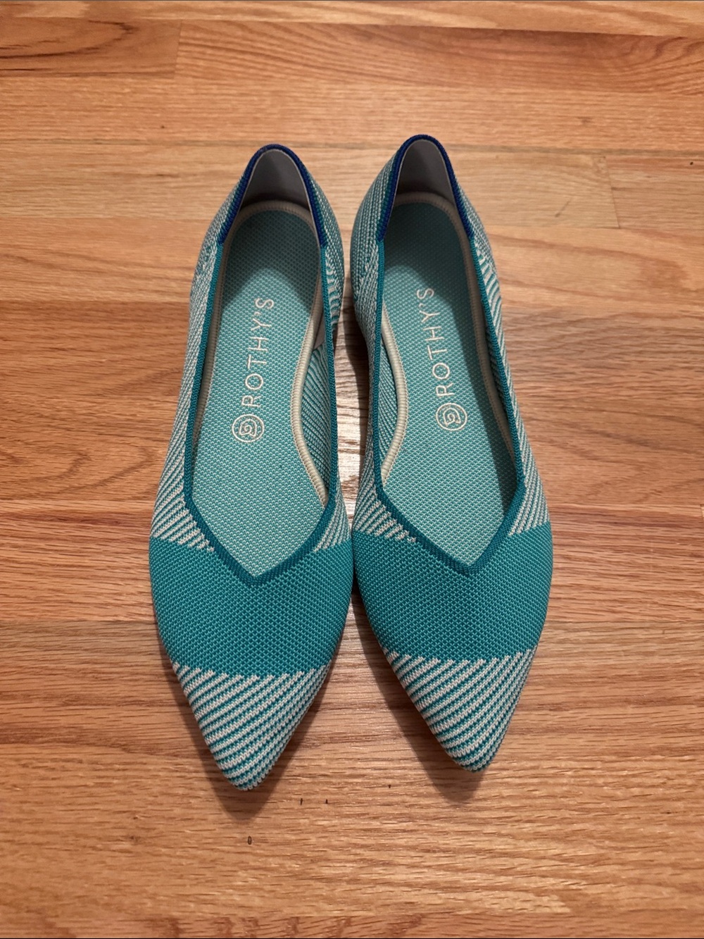 Rothy's Calypso Teal Pointed Knit Flats - Women's Size 10.5